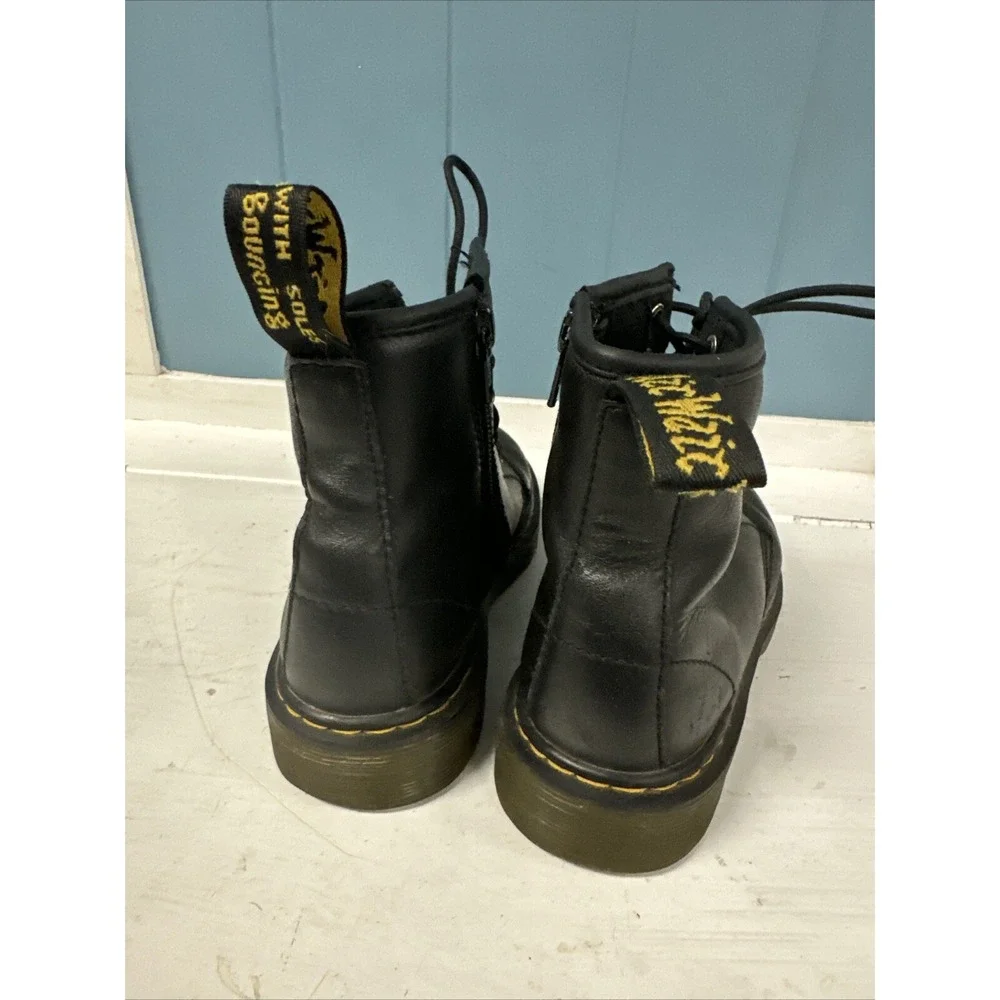 Dr. Martens 1460 J Black Leather Lace Up Zip Ankle Boots Kid's Size US 1‎ UK Q3